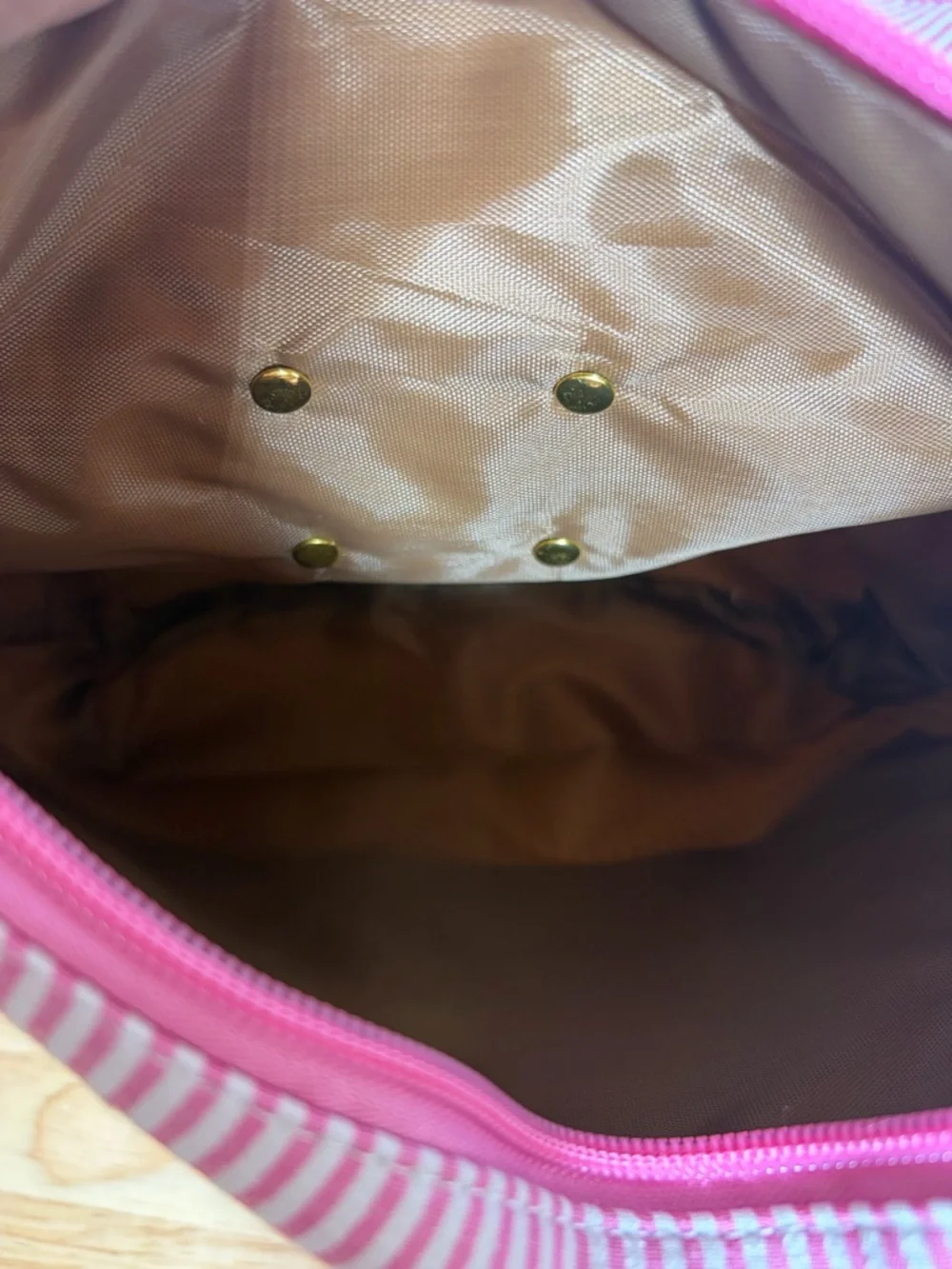 Pink & White Striped seersucker Makeup Pouch Duo w/ upcycled Gucci Patch